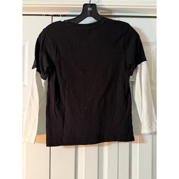 Gymboree Size 7 Boys Skull Shirt Black with White Sleeve Long Sleeve - Picture 3 of 4